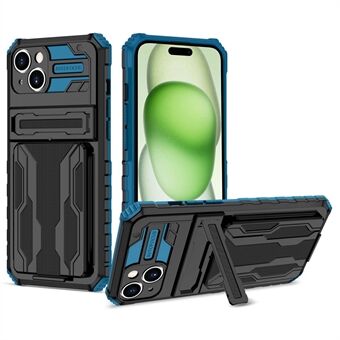 Voor iPhone 15 Hoesje Anti-kras PC+TPU Telefoonhoesje met Kickstand