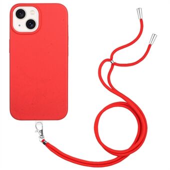 Voor iPhone 15 Hoesje Magnetisch Biologisch afbreekbaar Tarwe Stro+TPU Telefoonhoesje met Lanyard