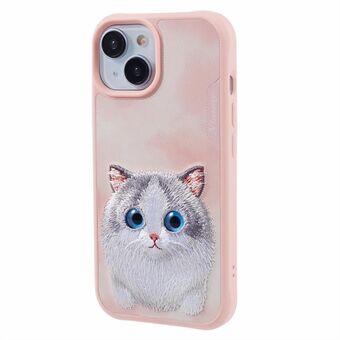 NIMMY Big Eyes Pet-serie voor iPhone 15 Geborduurde Telefoonhoes Drop Beschermhoes