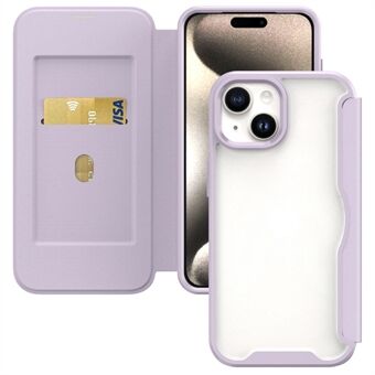 Voor iPhone 15 mobiele telefoonhoesjes Anti-val TPU+Acryl+PU cover met Kaartsleuf