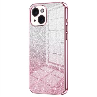 Voor de iPhone 15 mobiele telefoonhoes met nauwkeurige uitsparingen, een gradatie glitter anti-val TPU cover.