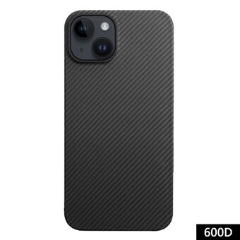 Voor iPhone 15 Telefoonhoesje Metalen Lensframe Aramid Fiber Magnetische Achterkant - Zwart