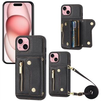 Innovatieve DF-09 Card Wallet Case voor iPhone 15 Crossbody Bag Telefoonhoesje