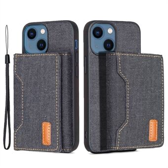 Voor iPhone 15 2-in-1 Afneembare Jeans Stoffen Telefoonhoesje Portemonnee met Kaarthouder