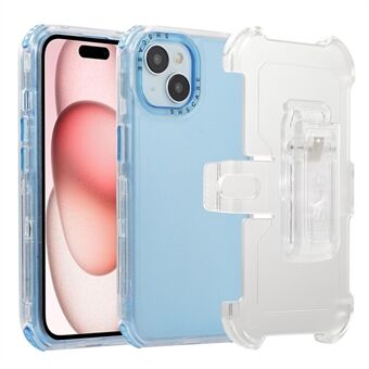 Voor iPhone 15 Mat Telefoonhoesje met Schuifholster, Riemclip en Standfunctie.