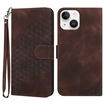 YX0060 Portemonneehoes met standaard van leer voor iPhone 15 met olifantenhoofd patroon.