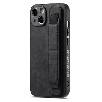 D11 Voor iPhone 15 Hoesje Polsband Kickstand Leer+TPU Valbestendige Telefoonbeschermer.