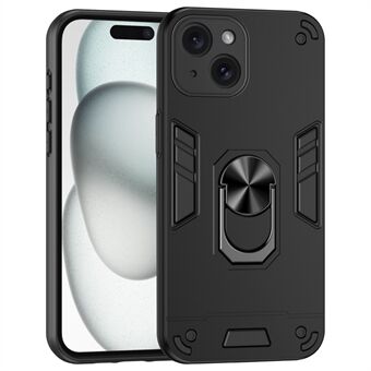 Voor iPhone 15 Mobiele Telefoonhoesje PC+TPU Kickstand Cover Geschikt voor Magnetische Autohouder