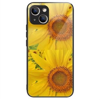 Voor iPhone 15 Gehard Glas Hoesje Patroon Print Telefoonhoesje Valbestendig