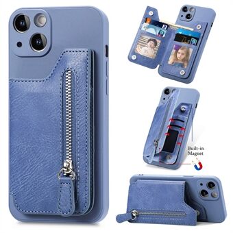 Voor iPhone 15 Kickstand Cover Card Holder Rits Telefoontas Portemonnee Hoesje