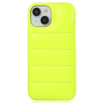 Hoesje voor de iPhone 15 met donsjackeffect, bedekt met PU-leer en gecoat met PC voor de telefoon.