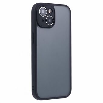 Voor de iPhone 15 hoes Matte 2-in-1 TPU+PC telefoonhoesje - Transparant Zwart