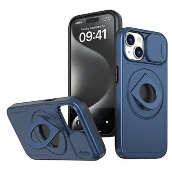 Voor iPhone 15 Magnetische Hoes Camera Bescherming Telefoonhoes Anti-Val Ring Kickstand