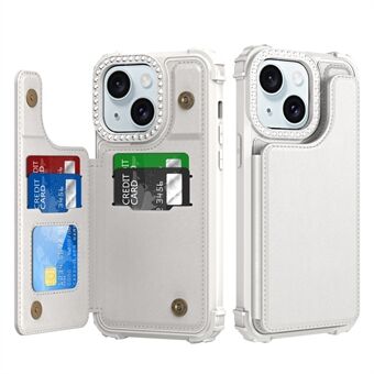 ZM15 Voor iPhone 15 Telefoonhoesje met Strass Steentjes Decoratie en Kaartsleufjes Telefoonhoes