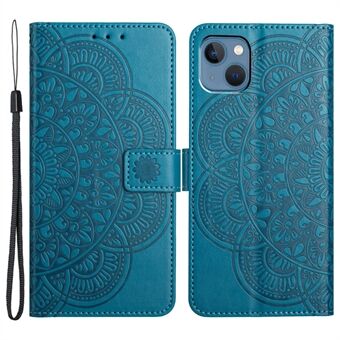 Voor iPhone 15 hoesje, valbestendig PU-leer + TPU telefoonhoes met polsbandje.