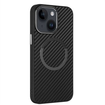 ICON TPU+PC Slanke Telefoonhoes voor iPhone 15 Carbon Fiber textuur Hoes Compatibel met MagSafe