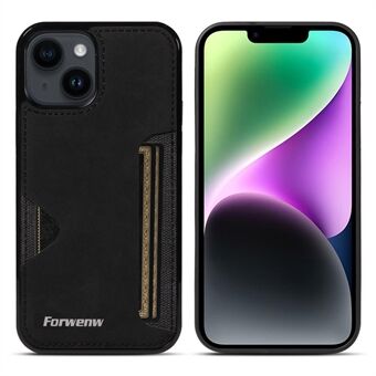 FORWENW F5-serie voor iPhone 15 kaarthouderhoesje Leer+TPU telefoonhoes