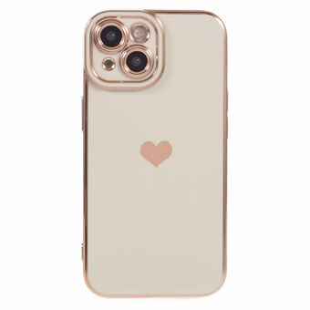 Voor iPhone 15 Slanke TPU Hoesje 6D Elektroplating Liefde Hart Anti-Val Telefoonhoes.