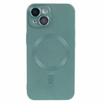 Voor iPhone 15 TPU Slanke Hoes Rubberized Telefoonhoes met Lensfilm Compatibel met MagSafe