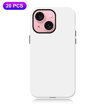 20 stuks / verpakking voor iPhone 15 TPU+PC hoesje 3D sublimatie blanco glanzende telefoonhoes.