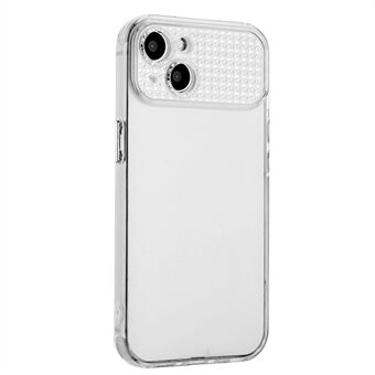 Voor iPhone 15 hoesje met anti-kras TPU-materiaal, versierd met strassteentjes en transparante achterkant.