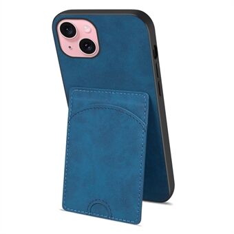 Voor iPhone 15 Kickstand Case Card Holder PU Leren Coating TPU Achterkant Hoes