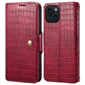 Voor iPhone 15 Leren Hoesje met Krokodillentextuur Portemonnee Volledige Bescherming Telefoonhoes