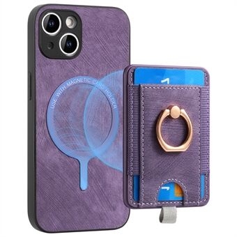 D7 voor iPhone 15 hoesje met afneembare kaarthouder, PU-leer met standaard