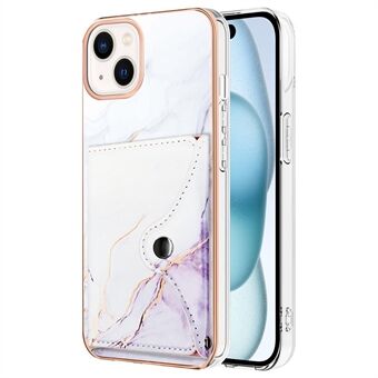 YB Leercoating Serie-9 voor iPhone 15 hoesje IMD Leer+TPU Kaartsleuven Beschermende Telefoonhoes