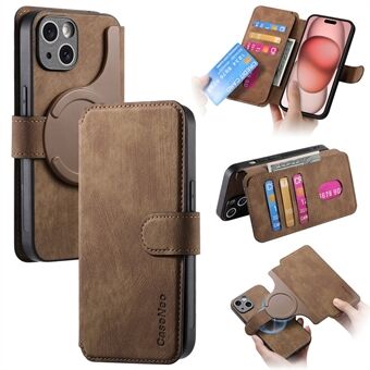 CASENEO MW-03 Hoesje voor iPhone 15, Afneembaar PU-Leer Gecoat TPU-Stand Wallet Telefoonhoesje.