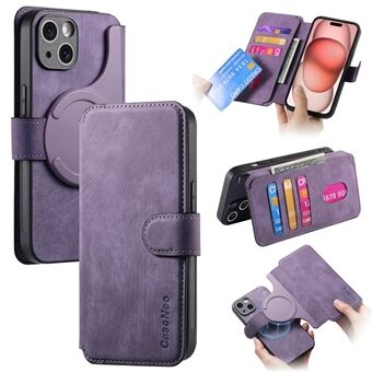 CASENEO MW-03 Voor iPhone 15 Hoesje Afneembaar PU Lederen Gecoate TPU Stand Wallet Telefoonhoesje