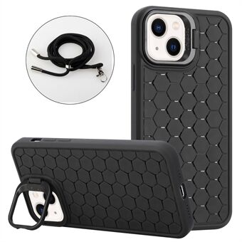 Voor iPhone 15 Crossbody Lanyard Case Kickstand TPU Telefoonhoesje Warmteafvoer