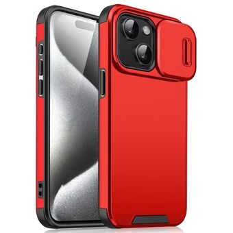 Voor iPhone 15 hoesje met schuifbare cameradeksel PC+TPU beschermende telefoonbeschermer.