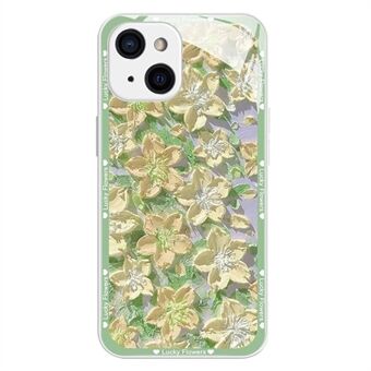 Voor iPhone 15 hoesje Olieverfschilderij Bloemmotief Telefoonhoesje