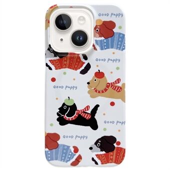 Voor iPhone 15 hoesje Glanzende Modieuze Magnetische Telefoonhoes Doodle Pupp Ontwerp.