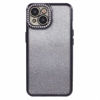 Voor iPhone 15 Hoesje met kleurverloop, TPU telefoonhoes met strass lensframe.