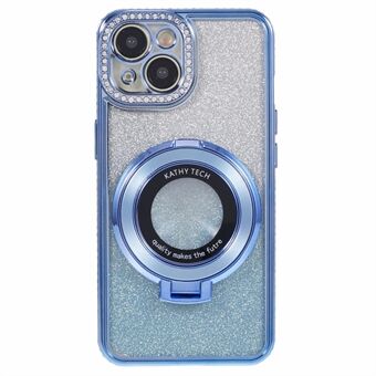 Voor iPhone 15 hoesje met Ring Kickstand TPU Telefoonhoesje met Rhinestone Decoratie.