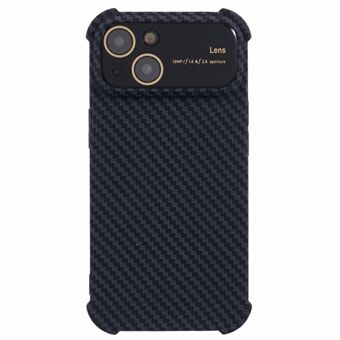 HRX-serie voor iPhone 15 Carbon Fiber-textuur hoesje TPU+Silicone met groot venster telefoonhoes