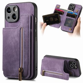 D15 Voor iPhone 15 Hoesje Retro Uitschuifbaar Telefoonhoesje PU+TPU Portemonnee Beschermhoes