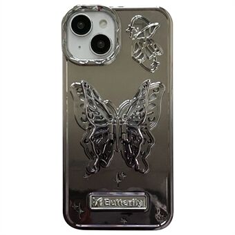 Voor iPhone 15 Gradiente Kleur TPU Hoes, Telefoonhoesjes met elektroplating en vlindervormige standaard.