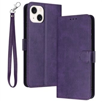 Groothandel telefoonhoesjes voor iPhone 15 in kalfsleer met textuur, inclusief standaard, portemonnee en draagriem.