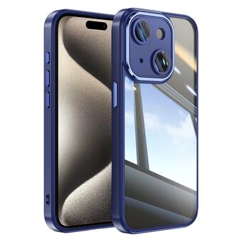 Voor iPhone 15 hoesje TPU+Acryl camera bescherming Metalen knoppen beschermhoes