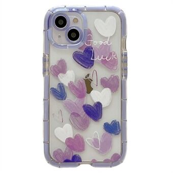 Voor iPhone 15 Anti-Drop TPU Cover Luminous Graffiti Heart Pattern Telefoonhoes