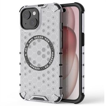 Voor de iPhone 15 hoes met honingraatdesign, magneet, TPU+PC telefoonhoesje.