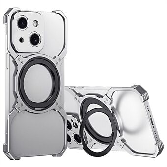 Voor iPhone 15 hoesje compatibel met MagSafe Frameless Metalen Telefoon Bumper Hoesje met Kickstand