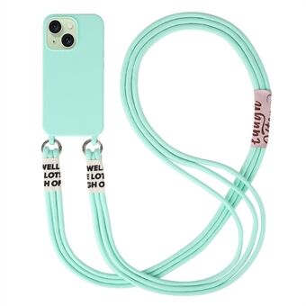 Voor iPhone 15 hoes TPU telefoonhoesje met 3-koorden lanyard.