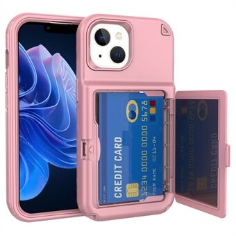 Voor iPhone 15 Pro Plus hoesje kaarthouder spiegel PC+TPU telefoonhoes