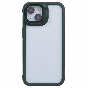 Voor iPhone 15 Plus hoesje PC + TPU telefoonhoesje met lensframe en standaard.