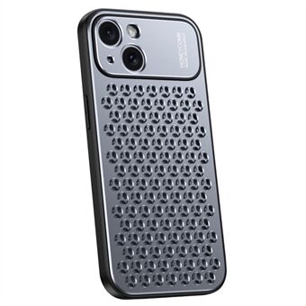 Voor iPhone 15 Plus hoesje van aluminiumlegering+TPU holle honingraat mobiele telefoonhoes