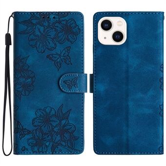 Voor iPhone 15 Plus PU lederen telefoonhoesje met een huidige touch-gevoel en een opgedrukt patroon portemonnee telefoonhoesje